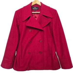 Braefair Womens Vintage 90s Y2k Classic Red Wool Double-Breasted Peacoat 12